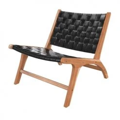 Rendez Vous Déco Fauteuils Fauteuil En Teck Et Cuir Tréssé Noir