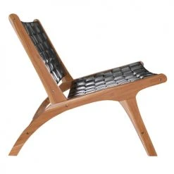 Rendez Vous Déco Fauteuils Fauteuil En Teck Et Cuir Tréssé Noir -Fauteuils Shop fauteuil en teck et cuir tresse noir 5