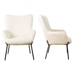 Happy Garden Fauteuils Fauteuil En Tissu Bouclette Beige Avec Repose-pieds -Fauteuils Shop fauteuil en tissu bouclette beige avec repose pieds 2