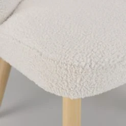 MACABANE Fauteuils Fauteuil En Tissu Bouclette Blanc Pieds En Bois -Fauteuils Shop fauteuil en tissu bouclette blanc pieds en bois 2