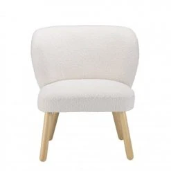 MACABANE Fauteuils Fauteuil En Tissu Bouclette Blanc Pieds En Bois -Fauteuils Shop fauteuil en tissu bouclette blanc pieds en bois 3
