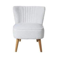 Drawer Fauteuils Fauteuil En Tissu Bouclette Pieds Bois Ecru -Fauteuils Shop fauteuil en tissu bouclette pieds bois ecru 2