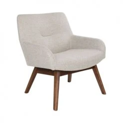 House Nordic Fauteuils Fauteuil En Tissu Et Pieds En Bois Naturel Ecru