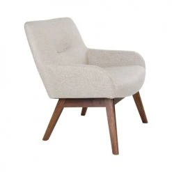 House Nordic Fauteuils Fauteuil En Tissu Et Pieds En Bois Naturel Ecru -Fauteuils Shop fauteuil en tissu et pieds en bois naturel ecru 3