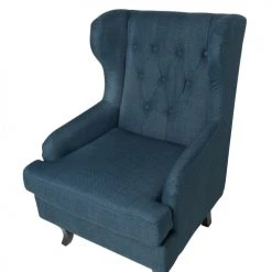 Beliani Fauteuils Fauteuil En Tissu Tapissé Bleu Foncé -Fauteuils Shop fauteuil en tissu tapisse bleu fonce 4