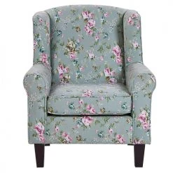 Beliani Fauteuils Fauteuil En Tissu Vert à Motif Floral Avec Repose-pieds -Fauteuils Shop fauteuil en tissu vert a motif floral avec repose pieds 2