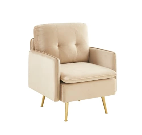 Fauteuil en velours 1 place beige Baita Fauteuils Fauteuil En Velours 1 Place Beige -Fauteuils Shop fauteuil en velours 1 place beige 2