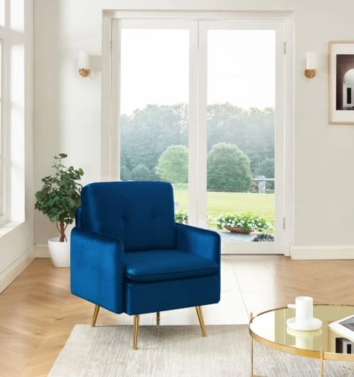 Fauteuil en velours 1 place bleu marine Baita Fauteuils Fauteuil En Velours 1 Place Bleu Marine -Fauteuils Shop fauteuil en velours 1 place bleu marine 1