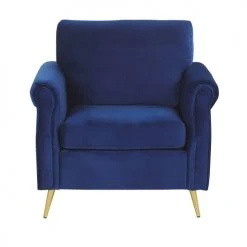 Beliani Fauteuils Fauteuil En Velours Bleu Cobalt -Fauteuils Shop fauteuil en velours bleu cobalt 2