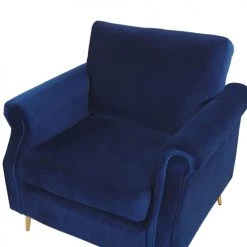 Beliani Fauteuils Fauteuil En Velours Bleu Cobalt -Fauteuils Shop fauteuil en velours bleu cobalt 4