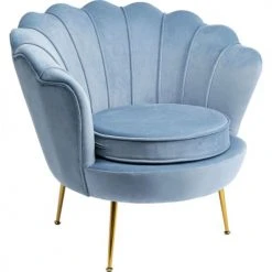 Kare Design Fauteuils Fauteuil En Velours Bleu Et Acier Doré -Fauteuils Shop fauteuil en velours bleu et acier dore 4