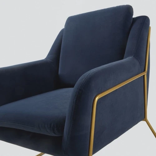 Fauteuil en velours bleu nuit et coloris laiton Maisons Du Monde Fauteuils Fauteuil En Velours Bleu Nuit Et Coloris Laiton -Fauteuils Shop fauteuil en velours bleu nuit et coloris laiton 1000 1 34 210036 4