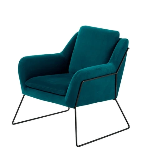 Fauteuil en velours bleu pétrole Maisons Du Monde Fauteuils Fauteuil En Velours Bleu Pétrole -Fauteuils Shop fauteuil en velours bleu petrole 1000 12 5 174993 12