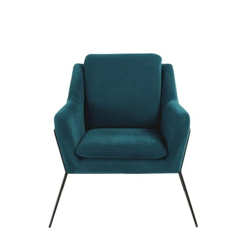 Fauteuil en velours bleu pétrole Maisons Du Monde Fauteuils Fauteuil En Velours Bleu Pétrole -Fauteuils Shop fauteuil en velours bleu petrole 1000 12 5 174993 9