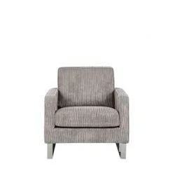 Beliani Fauteuils Fauteuil En Velours Côtelé Gris