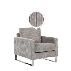 Beliani Fauteuils Fauteuil En Velours Côtelé Gris -Fauteuils Shop fauteuil en velours cotele gris 3