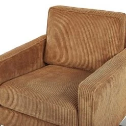 Beliani Fauteuils Fauteuil En Velours Côtelé Marron Clair -Fauteuils Shop fauteuil en velours cotele marron clair 2