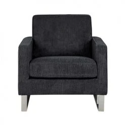 Beliani Fauteuils Fauteuil En Velours Côtelé Noir -Fauteuils Shop fauteuil en velours cotele noir 3