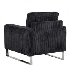 Beliani Fauteuils Fauteuil En Velours Côtelé Noir -Fauteuils Shop fauteuil en velours cotele noir 4
