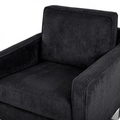 Beliani Fauteuils Fauteuil En Velours Côtelé Noir -Fauteuils Shop fauteuil en velours cotele noir 5