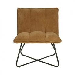 Pomax Fauteuils Fauteuil En Velours Côtelé Pieds Métal Camel -Fauteuils Shop fauteuil en velours cotele pieds metal camel 2