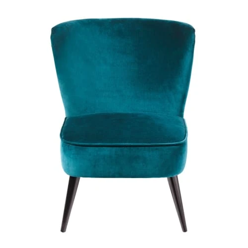 Fauteuil en velours de coton bleu pétrole Maisons Du Monde Fauteuils Fauteuil En Velours De Coton Bleu Pétrole -Fauteuils Shop fauteuil en velours de coton bleu petrole 1000 7 38 174903 2