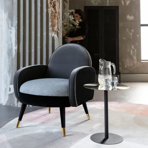 Zuiver Fauteuils Fauteuil En Velours Et Tissu Gris 2 Zuiver Fauteuils Fauteuil En Velours Et Tissu Gris – Image 2