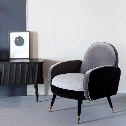 Zuiver Fauteuils Fauteuil En Velours Et Tissu Gris 3 Zuiver Fauteuils Fauteuil En Velours Et Tissu Gris – Image 3