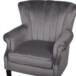 Beliani Fauteuils Fauteuil En Velours Gris -Fauteuils Shop fauteuil en velours gris 17