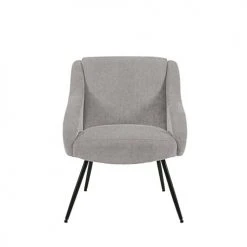 Maisons Du Monde Fauteuils Fauteuil En Velours Gris Clair Et Métal Noir