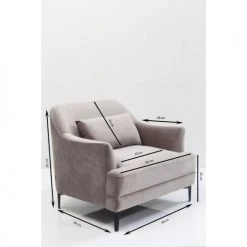 Kare Design Fauteuils Fauteuil En Velours Gris Et Acier -Fauteuils Shop fauteuil en velours gris et acier 4