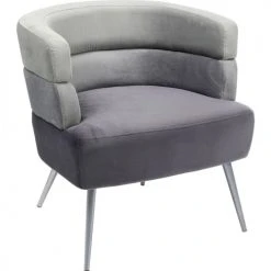 Kare Design Fauteuils Fauteuil En Velours Gris Et Acier Chromé -Fauteuils Shop fauteuil en velours gris et acier chrome 4