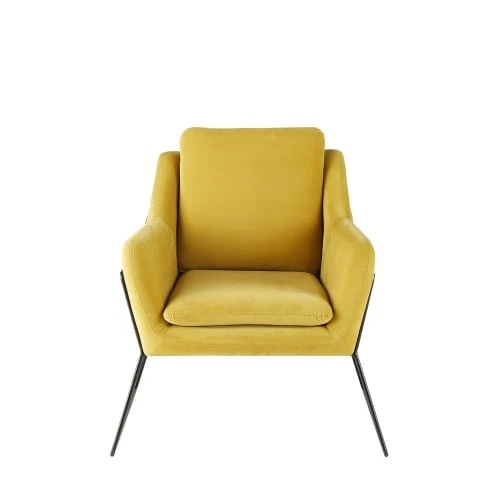Fauteuil en velours jaune moutarde Maisons Du Monde Fauteuils Fauteuil En Velours Jaune Moutarde -Fauteuils Shop fauteuil en velours jaune moutarde 1000 13 6 174994 2