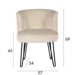 Now’s Home Fauteuils Fauteuil En Velours Matelassé écru Pieds En Métal Noir -Fauteuils Shop fauteuil en velours matelasse ecru pieds en metal noir 4