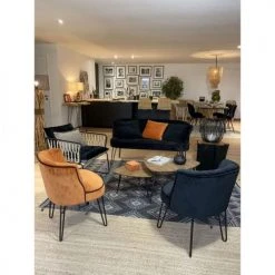 Pirouette Paris Fauteuils Fauteuil En Velours Matelassé Noir Pieds En Métal Noir -Fauteuils Shop fauteuil en velours matelasse noir pieds en metal noir 3