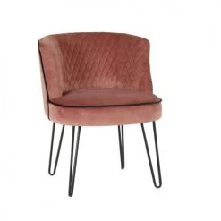 Pirouette Paris Fauteuils Fauteuil En Velours Matelassé Rose Pieds En Métal Noir