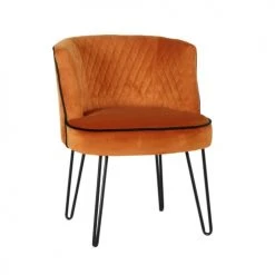 Pirouette Paris Fauteuils Fauteuil En Velours Matelassé Terracotta Pieds En Métal Noir