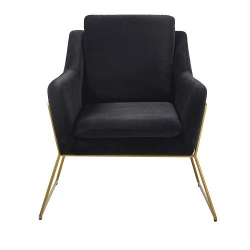 Fauteuil en velours noir et coloris laiton Maisons Du Monde Fauteuils Fauteuil En Velours Noir Et Coloris Laiton -Fauteuils Shop fauteuil en velours noir et coloris laiton 1000 3 36 210038 2