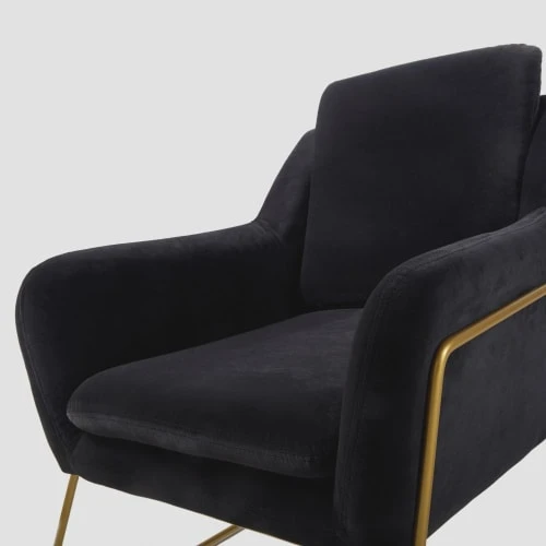 Fauteuil en velours noir et coloris laiton Maisons Du Monde Fauteuils Fauteuil En Velours Noir Et Coloris Laiton -Fauteuils Shop fauteuil en velours noir et coloris laiton 1000 3 36 210038 4