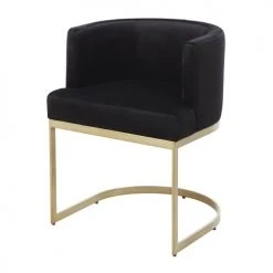 Maisons Du Monde Fauteuils Fauteuil En Velours Noir Et Métal Coloris Laiton