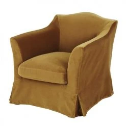 Maisons Du Monde Fauteuils Fauteuil En Velours Ocre
