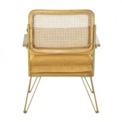 Maisons Du Monde Fauteuils Fauteuil En Velours Ocre Cannage En Rotin -Fauteuils Shop fauteuil en velours ocre cannage en rotin 1000 14 27 209947 4