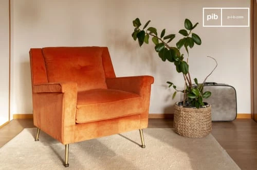 Fauteuil en velours orange PIB Fauteuils Fauteuil En Velours Orange -Fauteuils Shop fauteuil en velours orange 5
