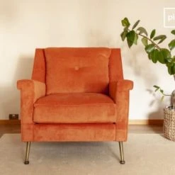 PIB Fauteuils Fauteuil En Velours Orange 2 PIB Fauteuils Fauteuil En Velours Orange -Fauteuils Shop fauteuil en velours orange 6