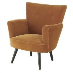 Maisons Du Monde Fauteuils Fauteuil En Velours Orange écureuil