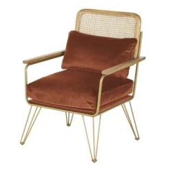 Maisons Du Monde Fauteuils Fauteuil En Velours Orange écureuil Cannage En Rotin -Fauteuils Shop fauteuil en velours orange ecureuil cannage en rotin rosalie 1000 13 26 209946 1 1