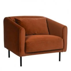 Drawer Fauteuils Fauteuil En Velours Pieds Droits En Métal Rouille