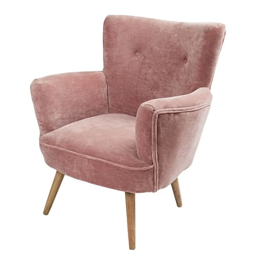 Fauteuil en velours rose et pieds en chêne Maisons Du Monde Fauteuils Fauteuil En Velours Rose Et Pieds En Chêne -Fauteuils Shop fauteuil en velours rose et pieds en chene 1000 12 25 166034 1