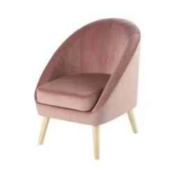 Maisons Du Monde Fauteuils Fauteuil Vintage En Velours Bleu Nuit Et Hévéa Massif -Fauteuils Shop fauteuil en velours rose fonce suzie 1000 11 39 185974 1