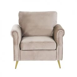 Beliani Fauteuils Fauteuil En Velours Taupe -Fauteuils Shop fauteuil en velours taupe 2